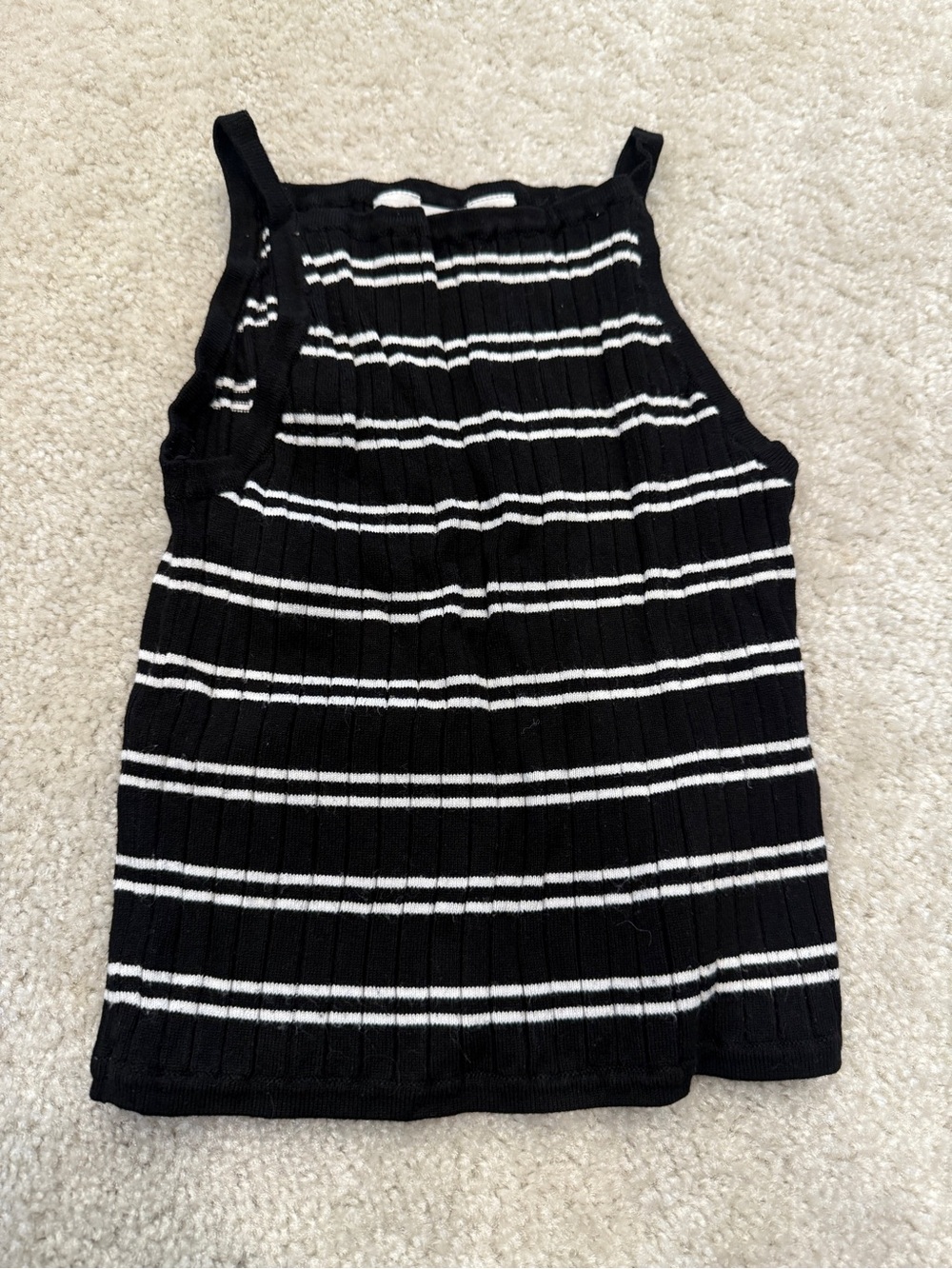H&M Girl’s Black and White Striped Ribbed Tank Top Sz 8/10